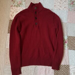 Banana Republic red lambswool & cashmere henley sweater